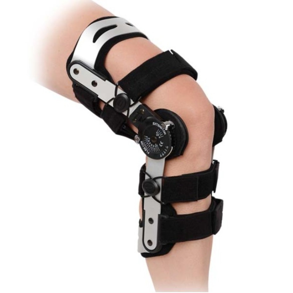 Advanced Orthopaedics ACL Hinged Knee Brace Large Left Black 857-L ROM L1845